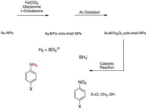 Fabrication Of Au Fe3O4 Yolkshell Nanoparticles And Reduction Of