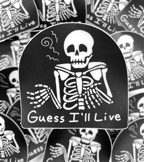 Skeleton Shrug Sticker Glow In The Dark Bizbaz Club