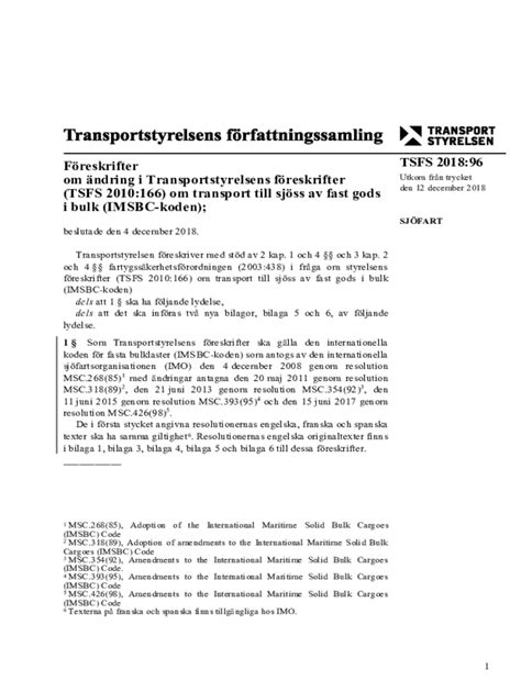 Fillable Online Om Ndring I Transportstyrelsens Freskrifter Fax Email