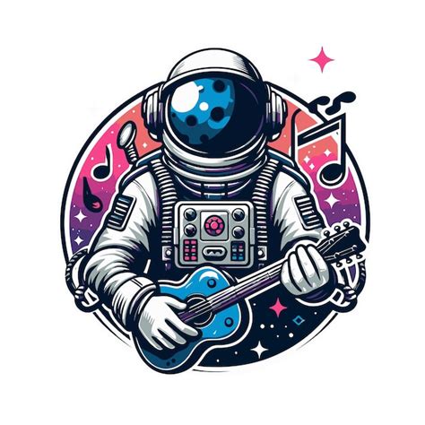 Un Astronaute Coloré Jouant De La Guitare Illustration Vectorielle De