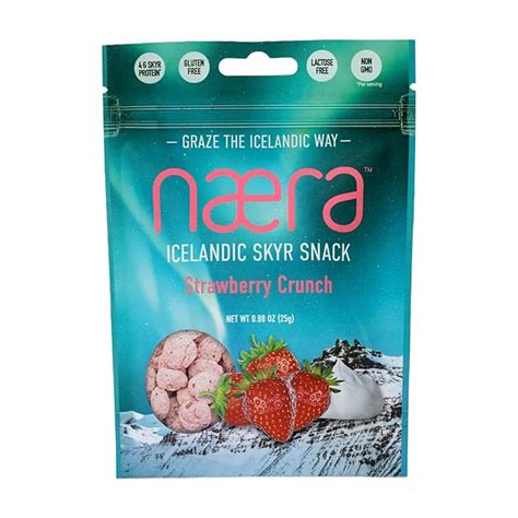 Næra Icelandic Strawberry Skyr Crunch Popped Snack With