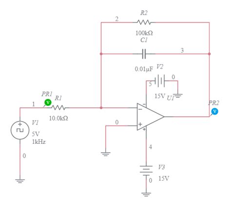 Op Amp As Integrator Using Square Wave Input Multisim Live