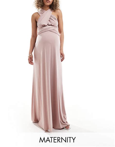 Tfnc Bridesmaids Maternity Multiway Maxi Dress Soft Pink Asos