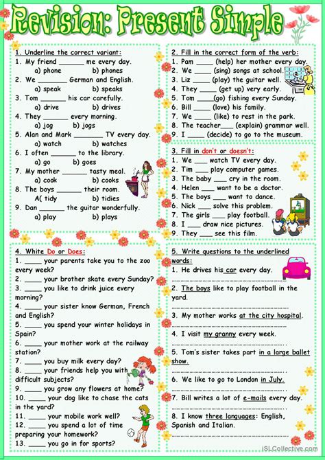 Revision Present Simple English Esl Worksheets Pdf And Doc