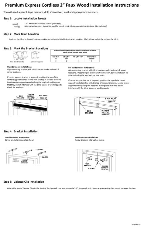 Awardblinds Premium Express Cordless 2 Faux Wood Installation Instructions Pdf Download