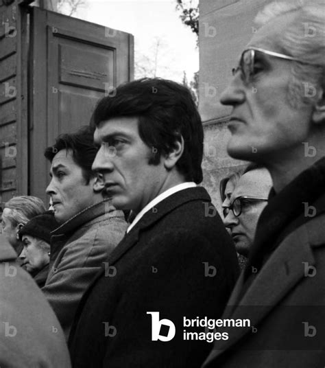 Alain Delon And Jean Pierre Cassel For The Funeral Of Martine Carol At