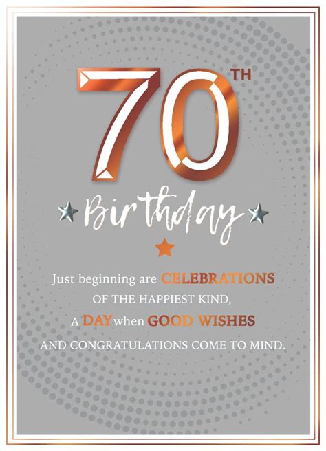 70th Birthday Good Wishes Embellished Birthday Greeting Card Cards