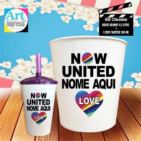 Kit Cinema Individual Balde Grande Copo Now United Elo7