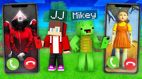 Scary SQUID GAME Calls JJ And Mikey At Night In Minecraft Maizen