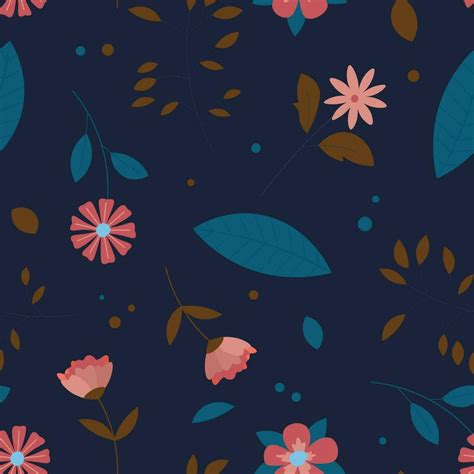 Abstract Flat Hand Draw Floral Pattern Background Vector