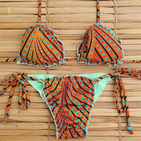 Conjunto Ripple Lacinho Dupla Face Taiwan Biquinis Sal E Mar Moda Praia