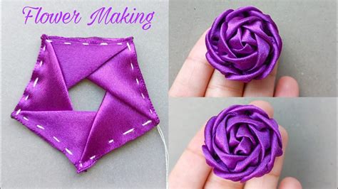 Diy How To Make An Adorable Fabric Rose Flower ~ In Just 12 Minutes Diy Flower Youtube