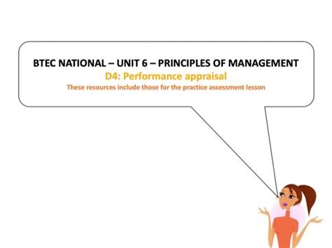 Btec National Business Unit 6 D4 Performance Appraisal Inc La