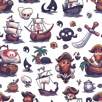 Pirates Seamless Pattern Decorative Wrap Tape Png Transparent Image