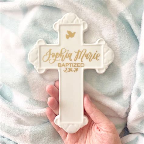 Personalized Baptism Cross Girl Baptism Wall Cross White Etsy