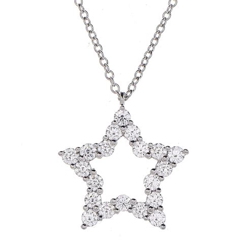 TIFFANY & CO Platinum Diamond Star Pendant Necklace 277241