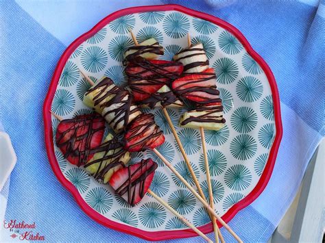 Rainbow Fruit Kabobs Gathered In The Kitchen