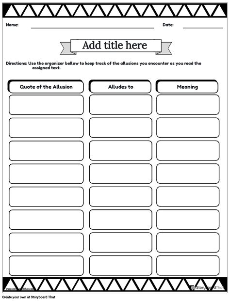 Allusion Tracker Worksheet القصة المصورة من قبل templates