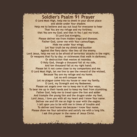 Soldiers Prayer A Psalm 91 Prayer For Soldiers On T Shirts Psalm