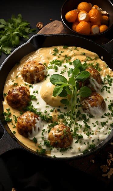 Premium AI Image | Layout of Malai Kofta Dish With Creamy Gravy Cashew Nuts Cream and Gol India ...