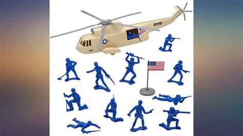 Timmee Plastic Army Men Helicopter Playset Tan 26pc Made In Usa