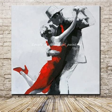 Hand Painted Lover Dancing Oil Painting On Canvas Modern Abstract Wall