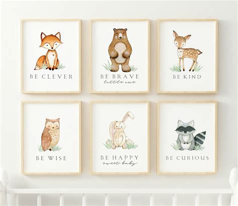 Boy Woodland Nursery Prints Woodland Nursery Decor Wall Art Etsy In