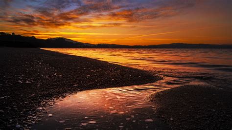 Wallpaper sea, sunset, landscape, dark, sky hd, picture, image