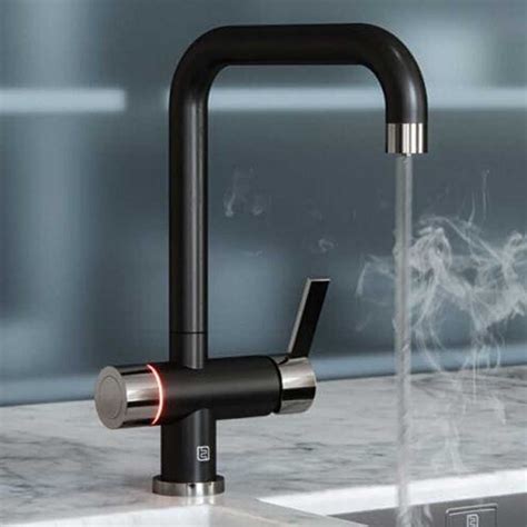Vibrance Twin Lever Black Chrome Kuro 4In1 Instant Hot Water Kitchen Tap Twin Lever Taps