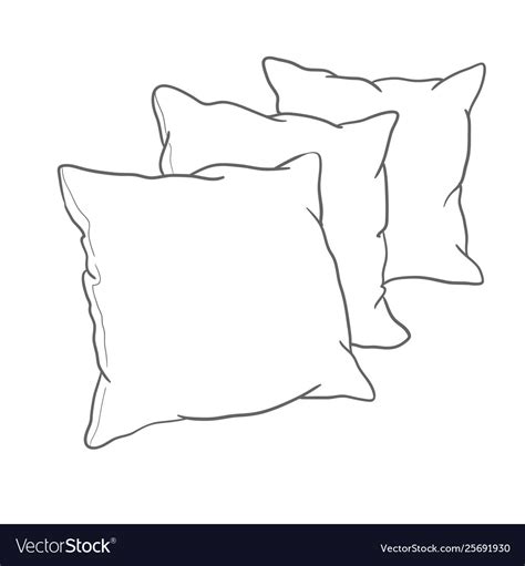 Sketch Pillow Art Isolated White Royalty Free Vector Image