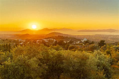 View Of Kos Island And Greek Orthodox Church From Zia Sunset View At