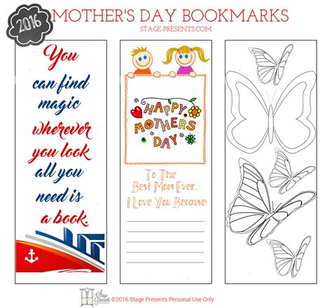 Mothers Day Bookmarks Freebie Print Personalize Color Stage