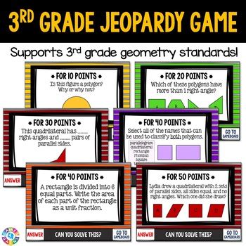 Rd Grade Geometry Review Jeopardy Game Show Polygons Quadrilaterals