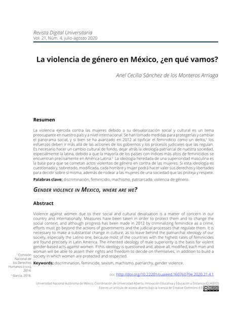 Pdf La Violencia De Género En México ¿en Qué Vamos