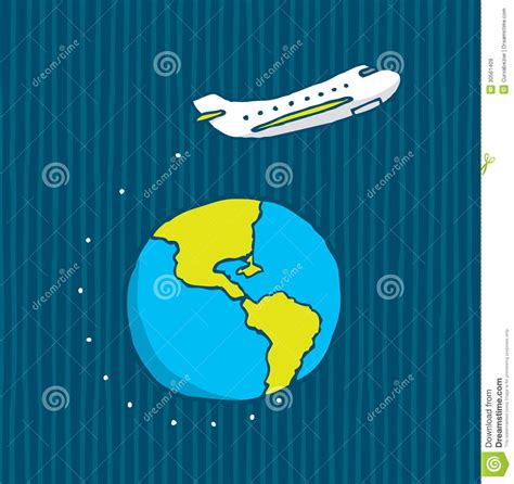 Vol Plat Autour Du Monde Illustration Stock Illustration Du Courbe