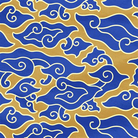 Blue Gold Batik Megamendung Pattern Vector Art At Vecteezy