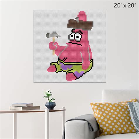 Patrick Star Pixel Art Wall Poster Build Your Own With Bricks Brik