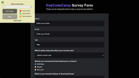 Free Code Camp Survey Form By Andrew Crescencio