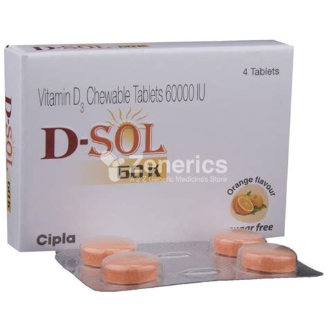 D Sol 60k Vitamin D3 Chewable Tablet Orange Buy Online At Zenerics