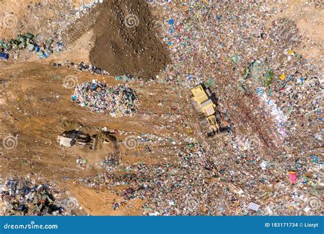 Top Down Aerial Footage of a Municipal Solid Waste Landfill. Stock Photo - Image of dirt ...