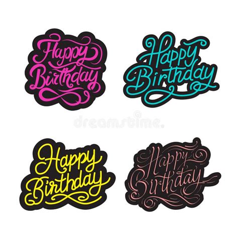 Calligraphy Handwritten Brush Lettering Of Happy Birthday Stock