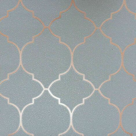 Erismann Grey Copper Glitter Metallic Trellis Thick Textured Vinyl