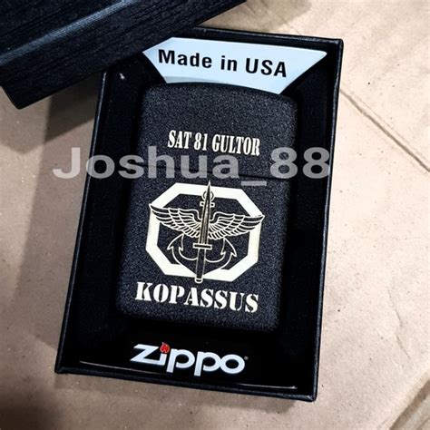 Jual Korek Zippo Korek Api Black Cracle Custom Ukir Logo KOPASSUS SAT