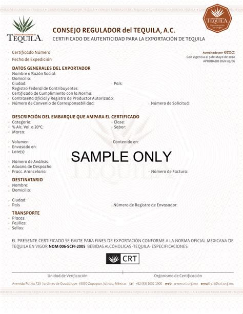 Tequila Cert Front