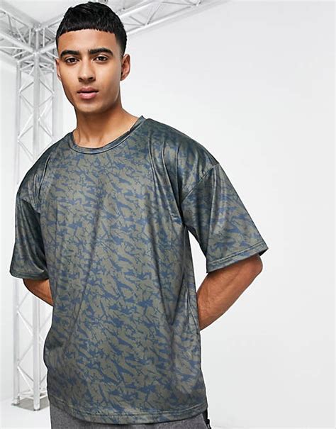 South Beach Camo Print T Shirt In Khaki Asos