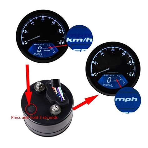 Kmh Mph Rpm Lcd Digital Speedometer Tachometer Odometer Kmh