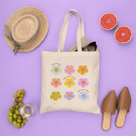 Flower Tote Bag Floral Tote Bag Reusable Tote Bag Aesthetic Etsy Uk