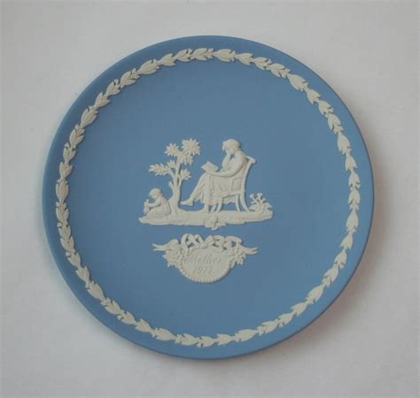 Wedgwood Blue Jasperware Plate Mother 1977 Etsy