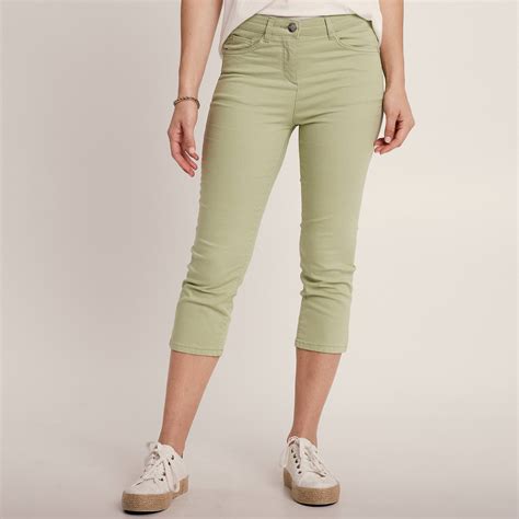 Pantacourt droit taille standard vert olive femme Bréal