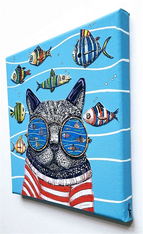 Cat Artwork Cat Canvas Wall Art Animals Cat Canvas | Etsy